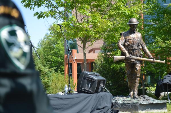 The Private Hugh McWhirter statue at Grenfell Campus, Corner Brook